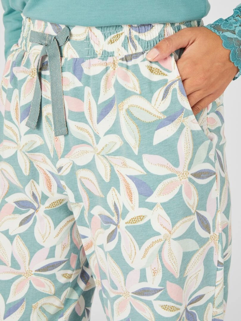 Pantalon de pyjama maille jersey Damart Vert chèvrefeuille