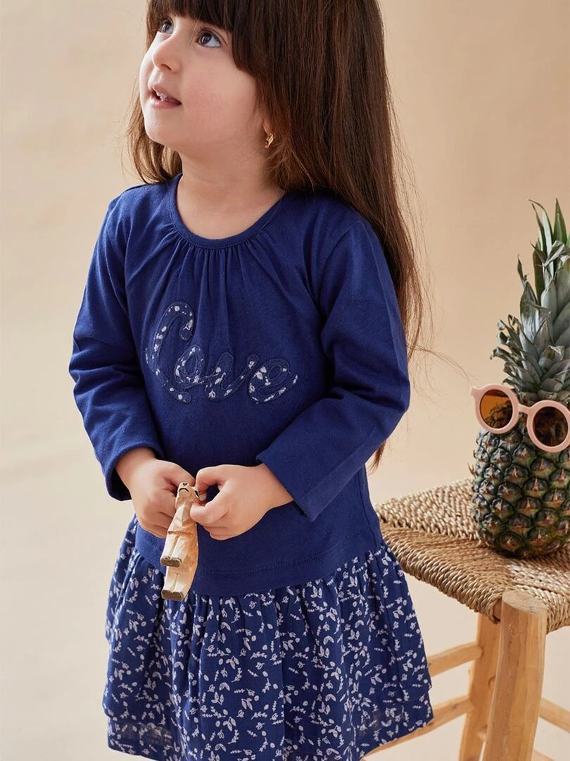 Robe bi matière à manches courtes Noukie's Bleu