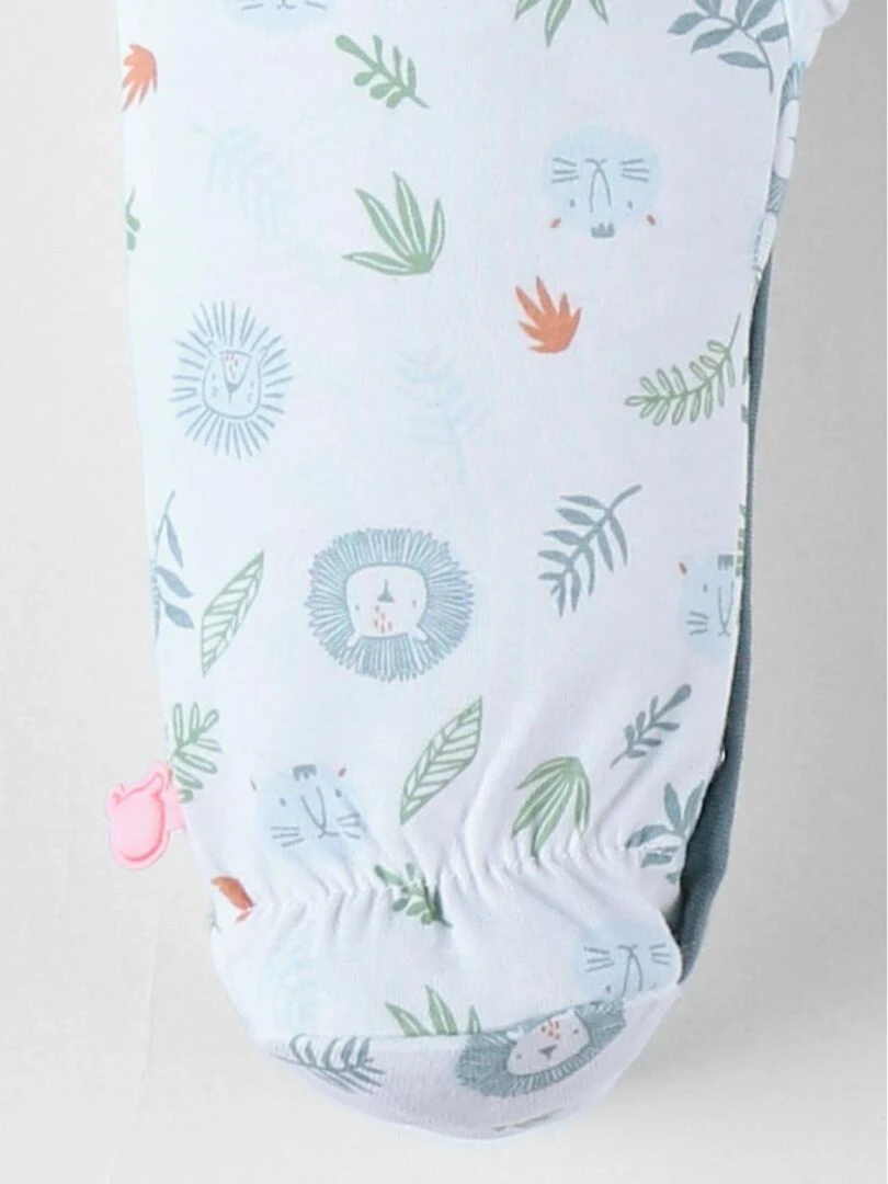 Pyjama 1 pièce imprimé animalier en jersey  écru/bleu clair   Noukie's   Bleu
