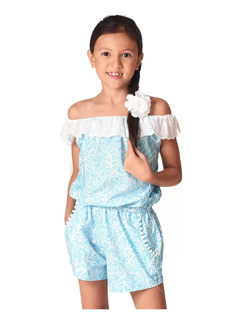 Combi Short Été Fille Col Élastique Bleu Turquoise LOLITA La Faute à Voltaire Bleu turquoise