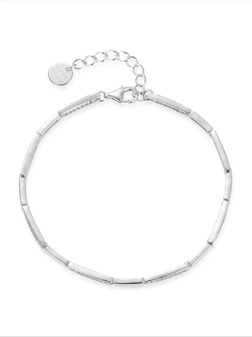 Bracelet kinusi en argent 925 et zirconium rhodié brillant   Argent