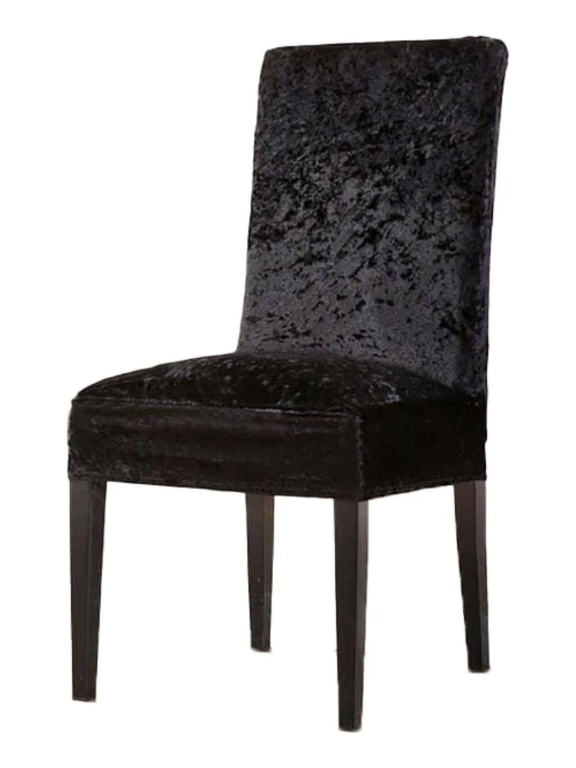 1 Housse de chaise velours Noir Noir