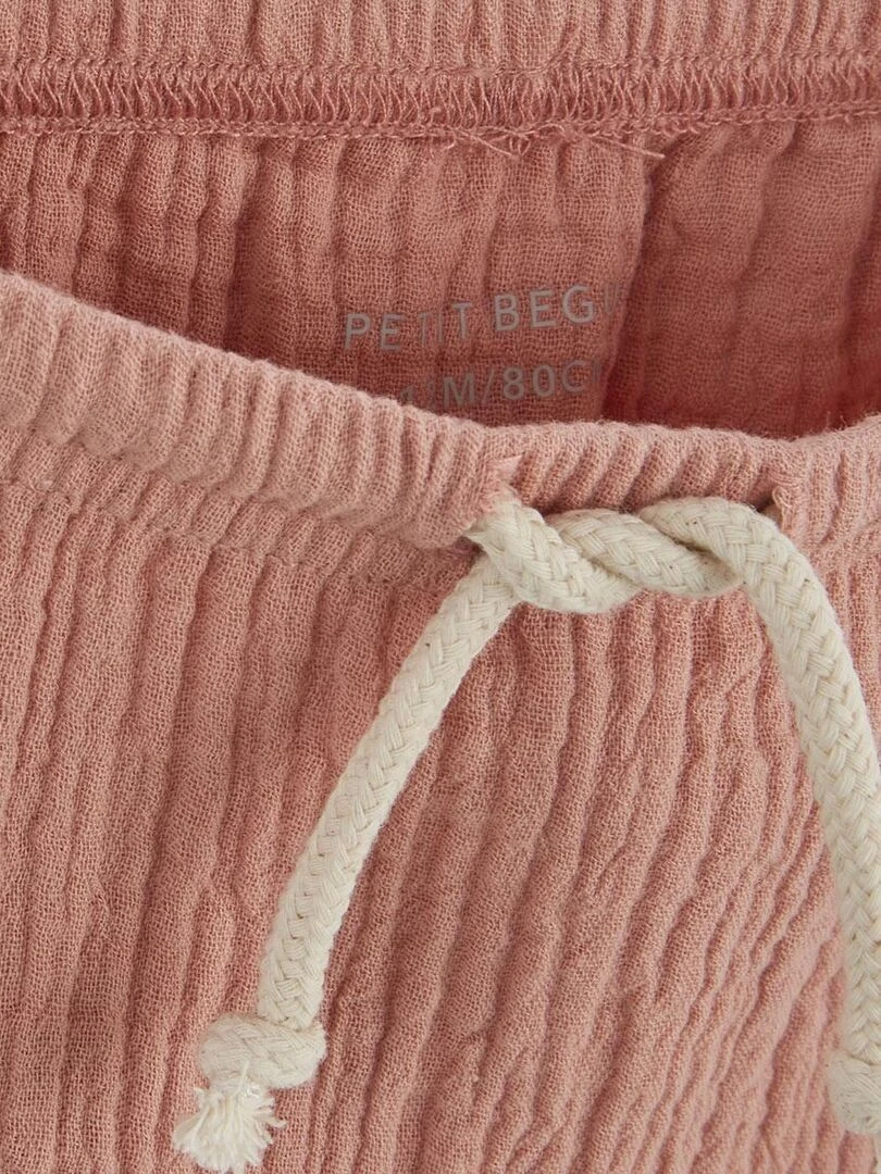 Pantalon bébé en gaze de coton Para   Rose
