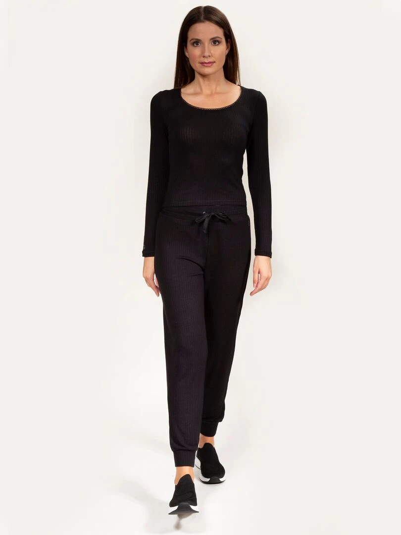 T shirt col carré Femme Noir   Noir