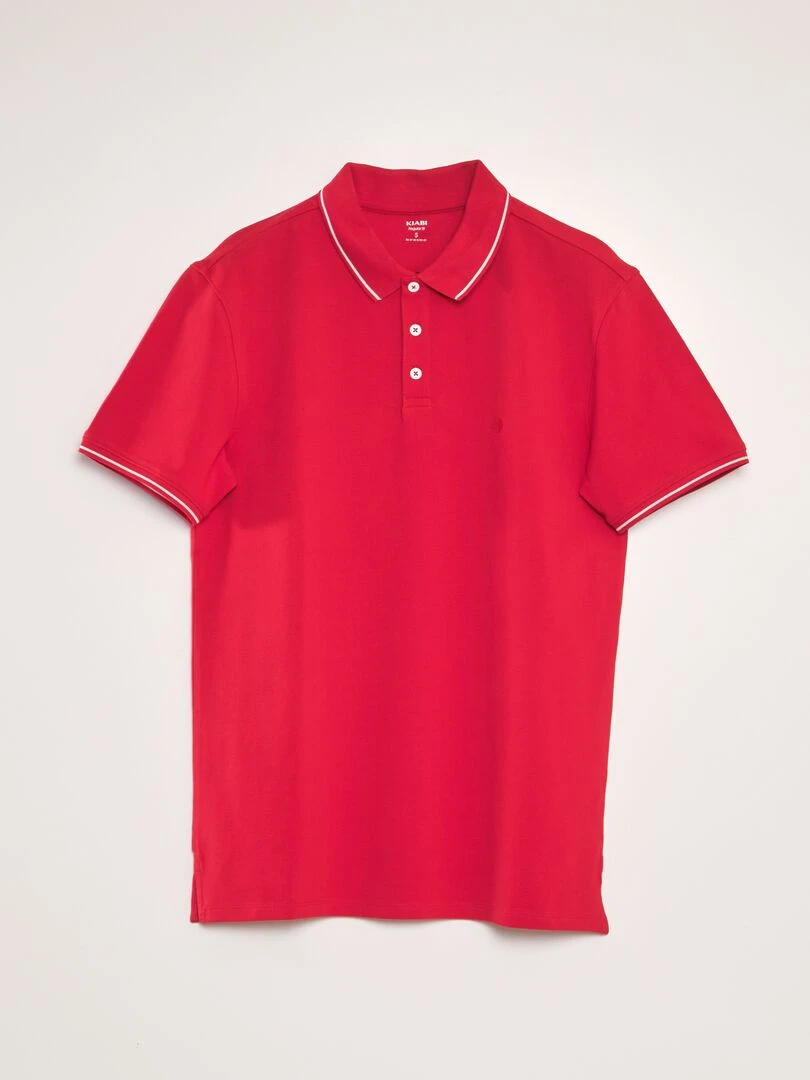 Polo en piqué de coton rouge