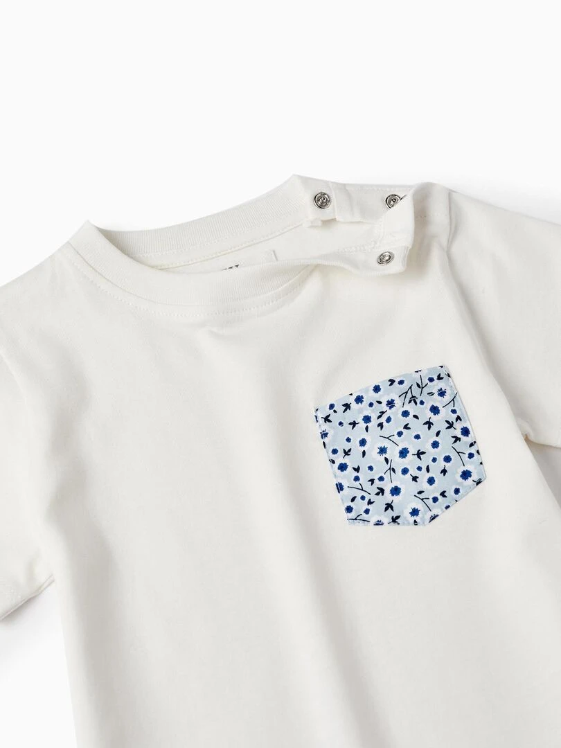 T shirt en coton pour bébé garçon manches courtes CÉRÉMONIE   Blanc