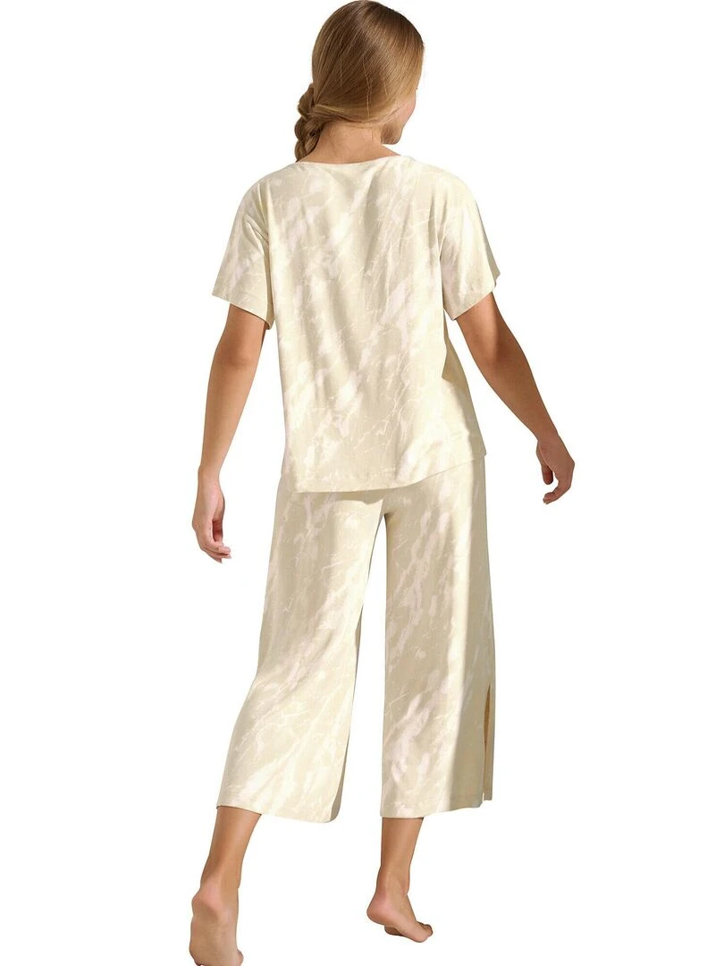 Pyjama pantacourt t shirt manches courtes Naomi Jaune