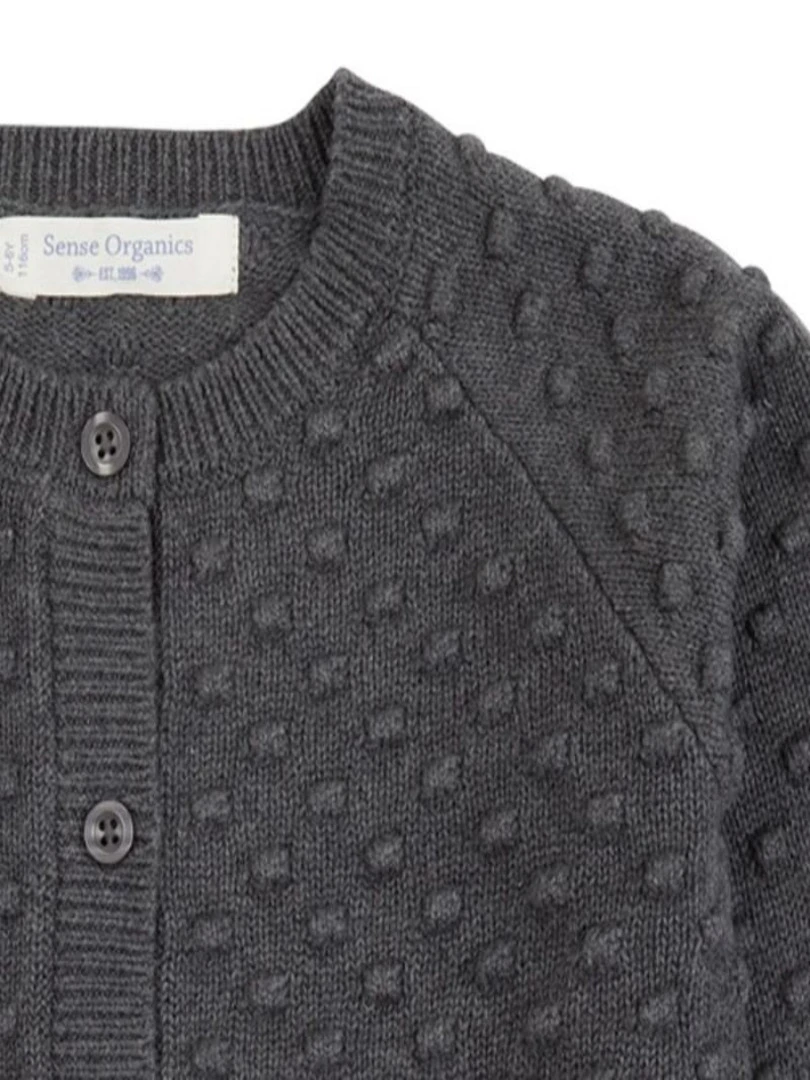 Gilet Bébé en Maille de Coton Bio Gris
