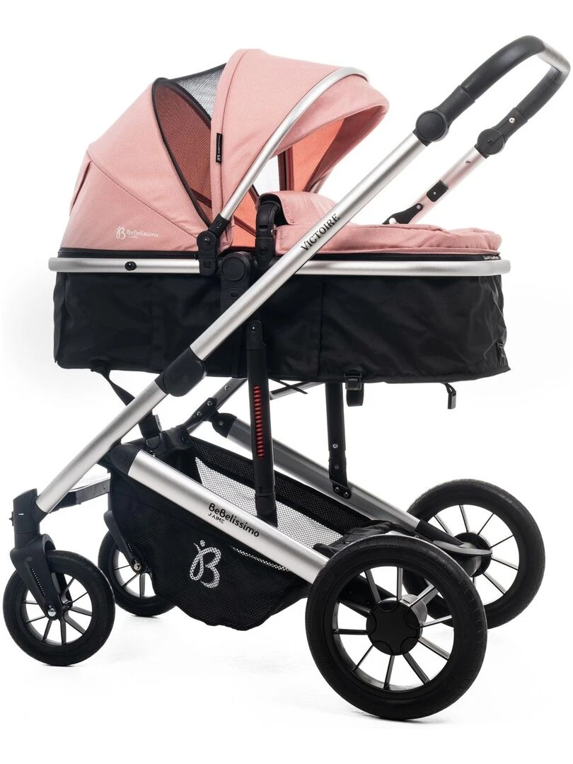 BEBELISSIMO Poussette combinée trio 3 en 1 siège auto 0m – jusqu’à 22kg – Victoire I Size rose Rose