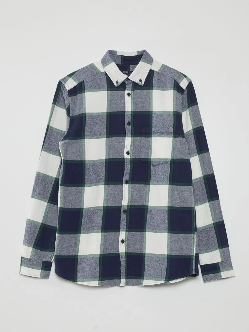 Chemise en flanelle à carreaux Vert/blanc