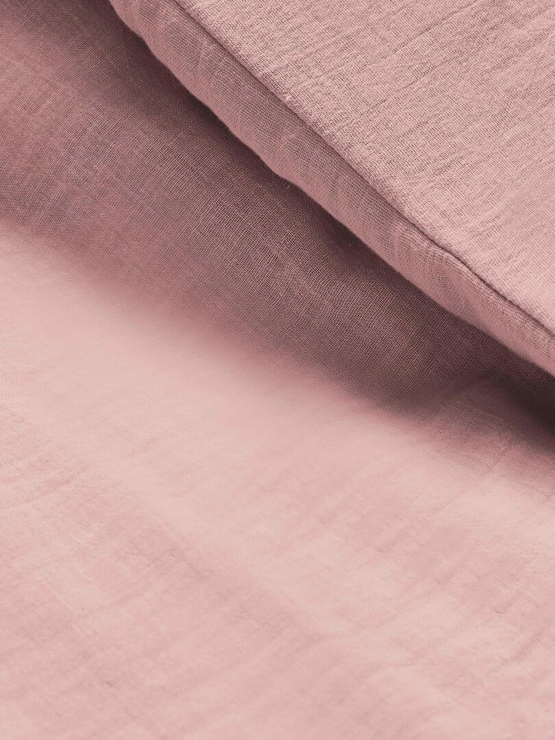 Taie d'oreiller double gaze de coton 'Le Lit de Mon Bébé' Vieux rose