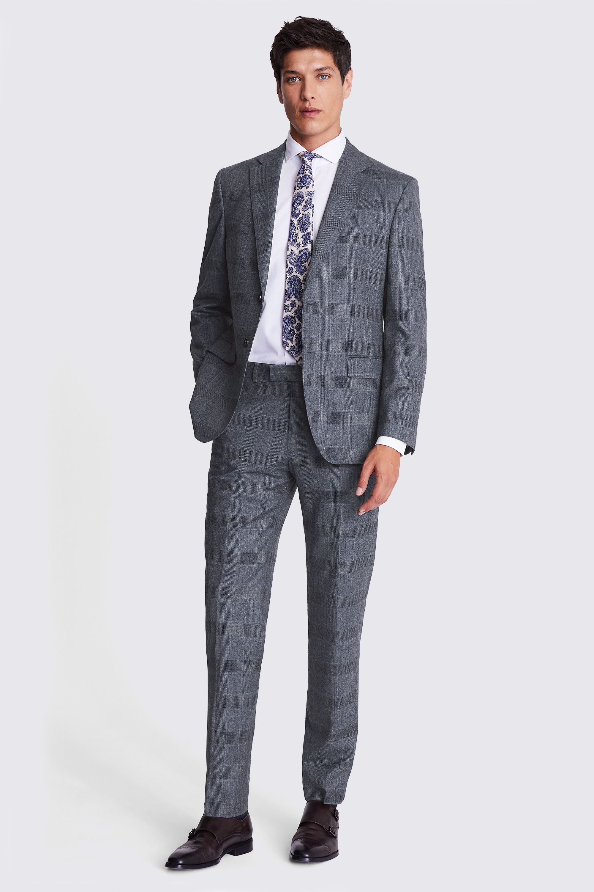 Italian Slim Fit Grey Check Jacket    Buy Online at Moss