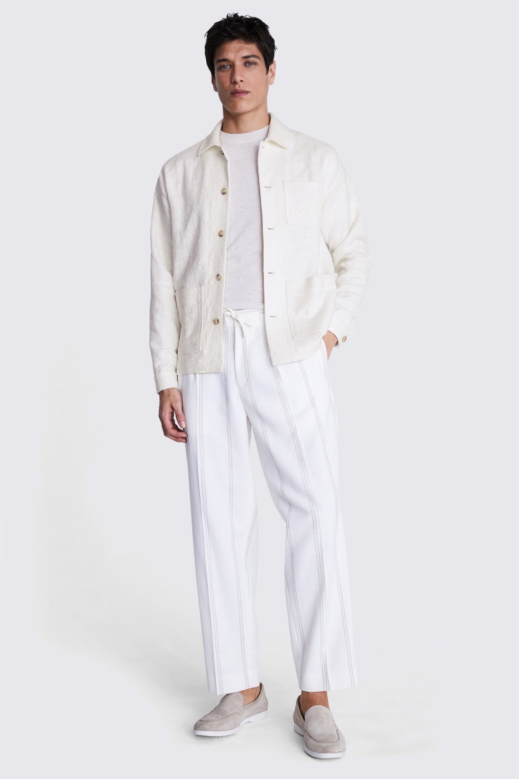 Off White Textured Chore Overshirt Buy Online at Moss