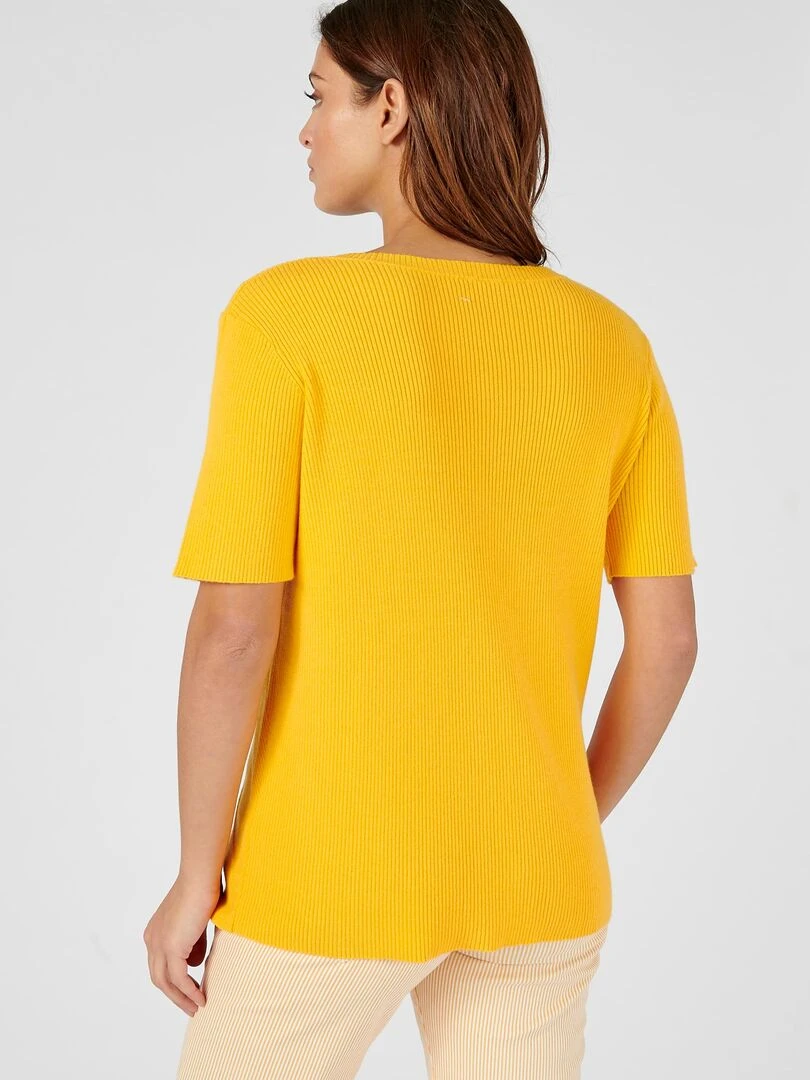 Pull jeu de côtes fantaisie.   Damart   Jaune