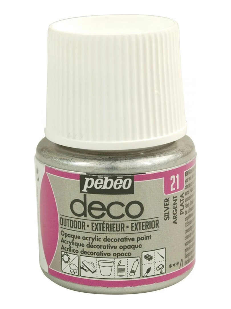 Peinture acrylique d'extérieur multi surfaces   Argent   45 ml   N/A