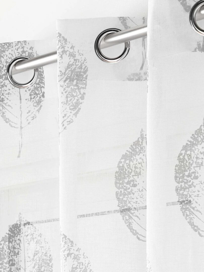 Voilage à œillets imprimé     Effet lin   Blanc