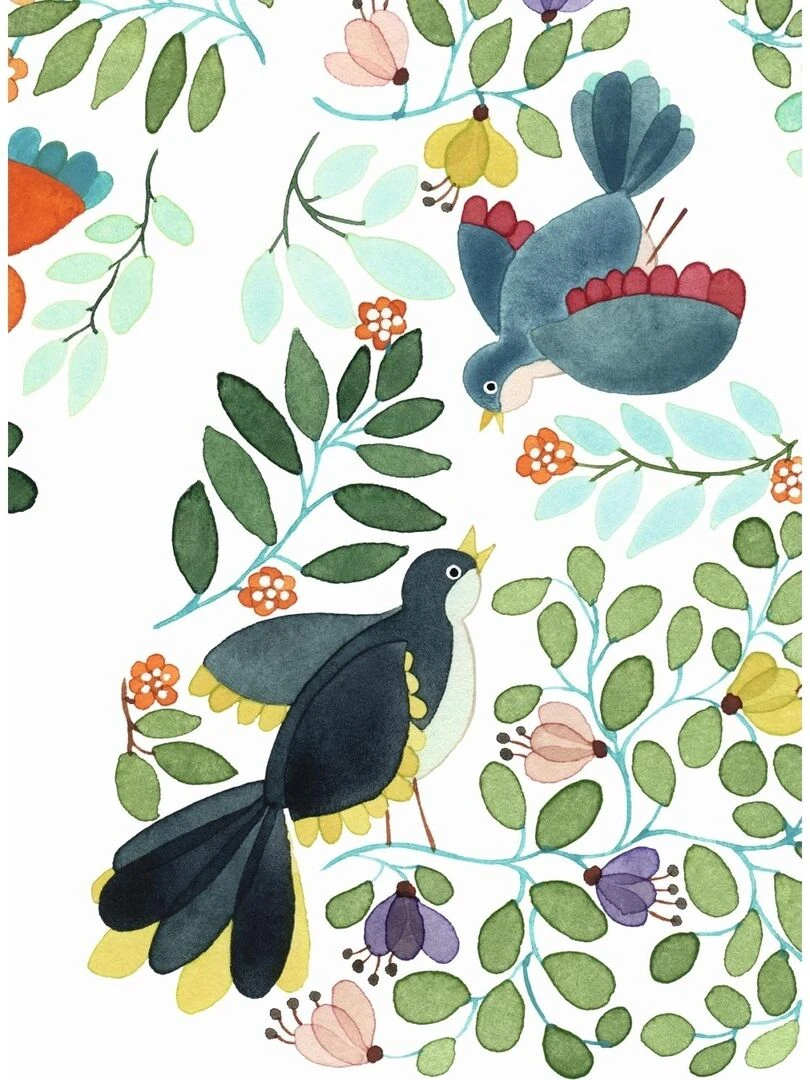 Parapluie Fleurs et Oiseaux   Beige