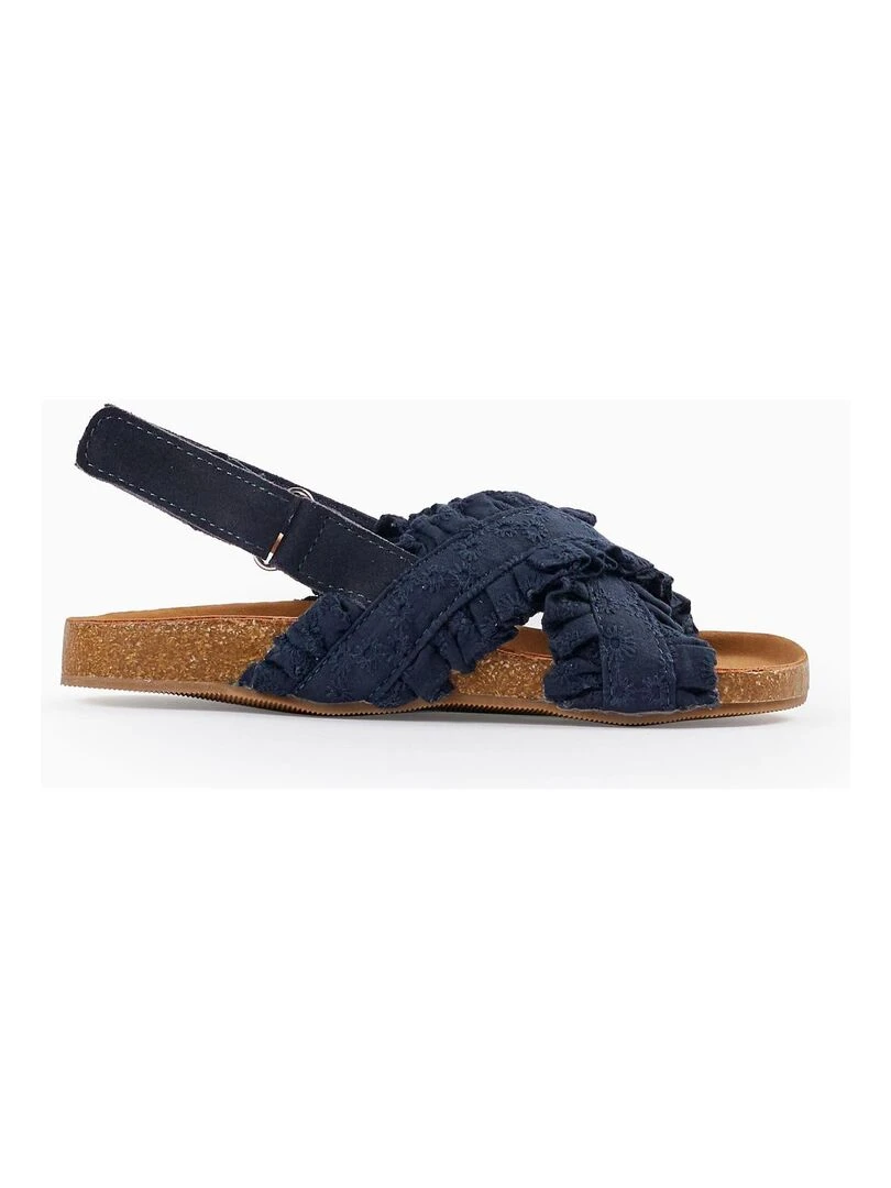 Sandales avec Volants et Broderies Florales pour Fille ATLANTIC COMPANY Bleu foncé