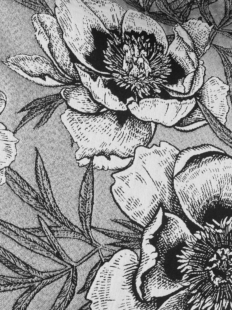 Coussin passepoilé aux impressions florales   Gris perle