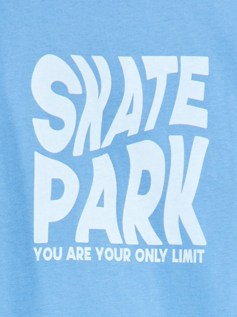 T shirt à col rond en coton Bleu