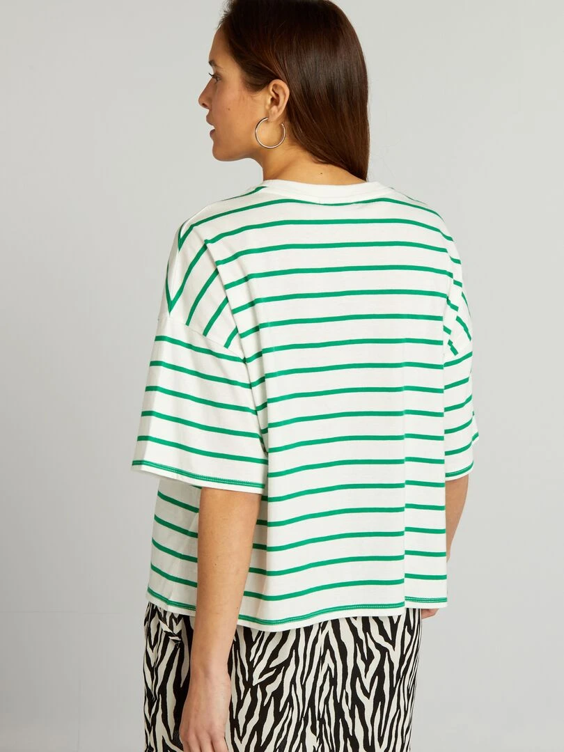 T shirt 'Mickey' de 'Disney' en coton   Vert/blanc