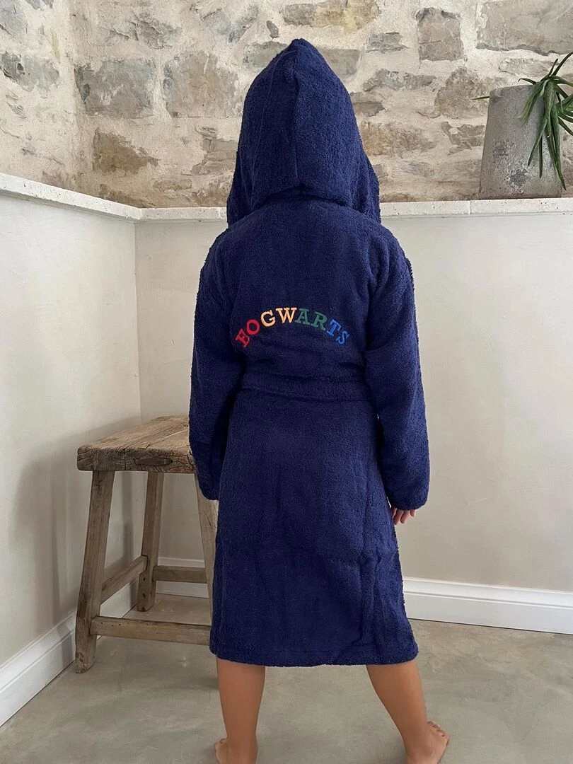 Peignoir enfant 100% coton HARRY POTTER BLASON Bleu foncé