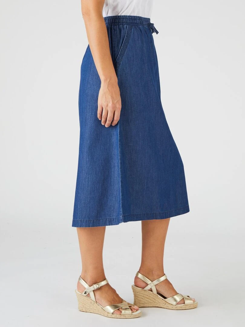 Jupe fluide pur coton   Damart   Bleu foncé