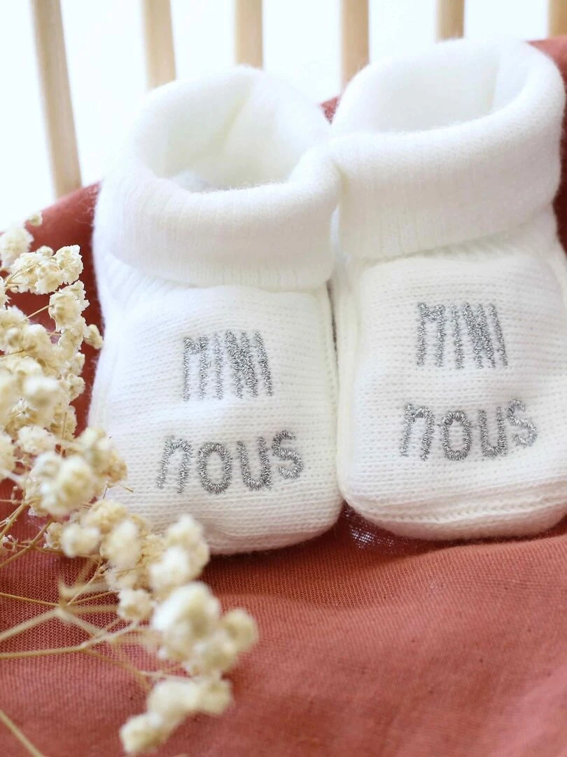 Chaussons naissance Mini Nous Blanc