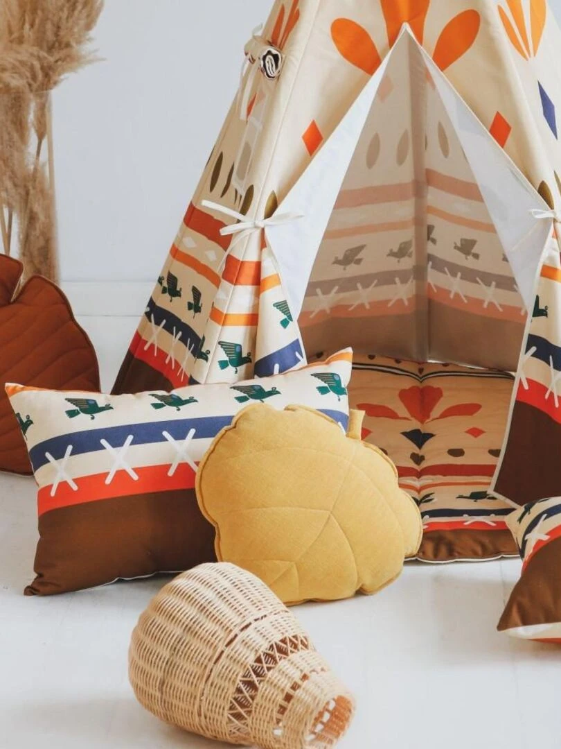 Tente Tipi avec tapis Native vibe   Beige  Marron  Orange  Blue     N/A