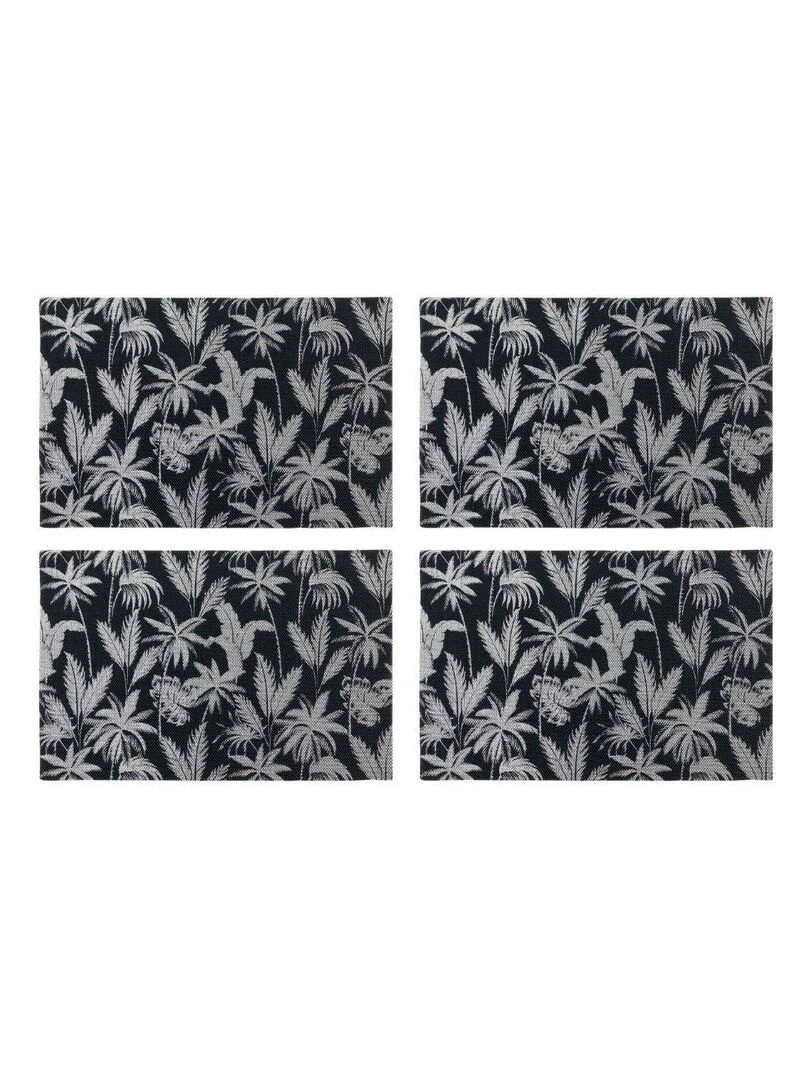 Lot de 4 Sets de table Feuillor noir et argent Noir Argenté