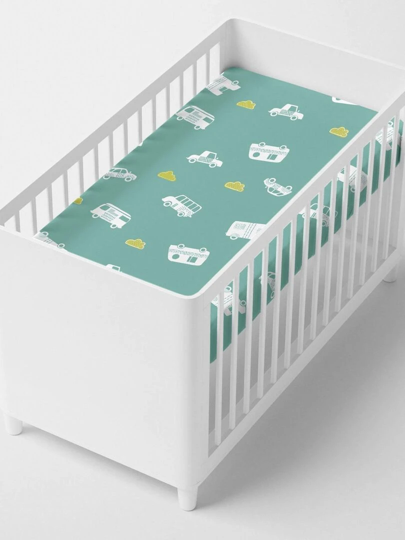 Drap housse Holidays Lit Bébé "Happyfriday"   Blanc