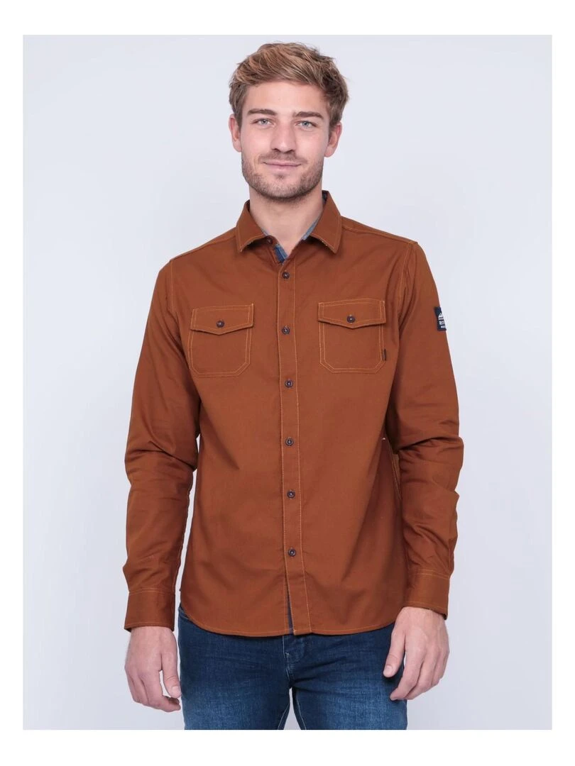 Chemise manches longues pur coton TYREX Marron