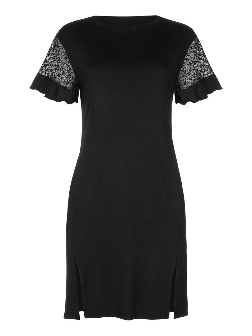 Chemise de nuit manches courtes Smooth   Noir