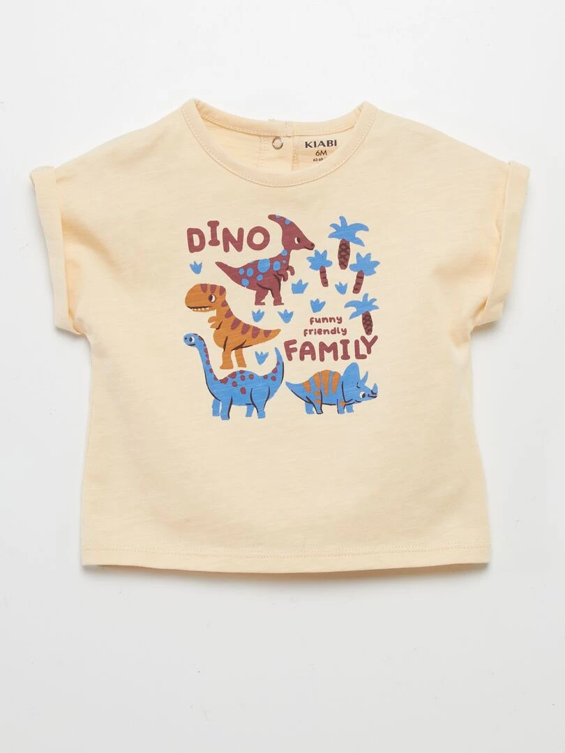 T shirt à manches courtes imprimé Beige