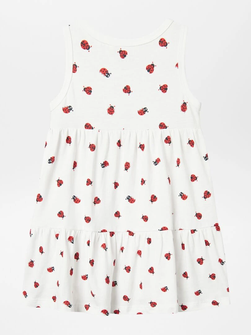 Robe imprimée à étages BLANC