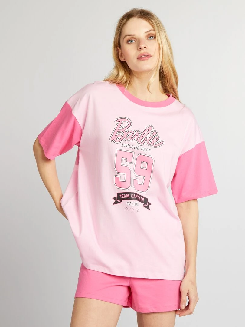 Ensemble t shirt + short 'Barbie'   2 pièces   Rose