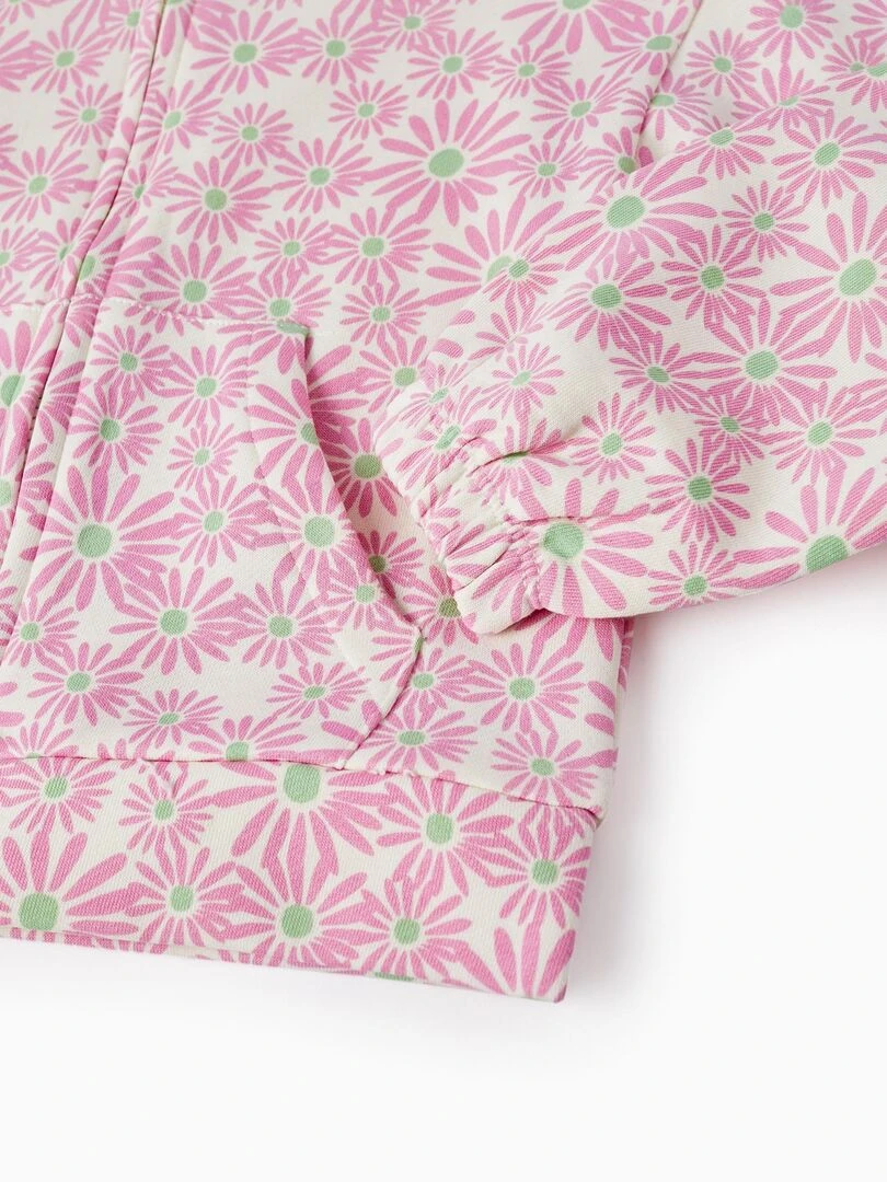 Manteau en coton à motif floral avec capuche  THE WAVE TRIBE   Beige clair