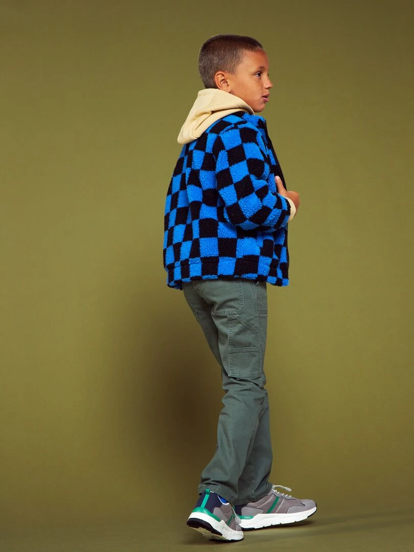 Veste en sherpa à motif   Bleu