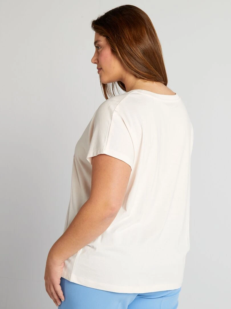 T shirt en coton avec imprimé   Crème