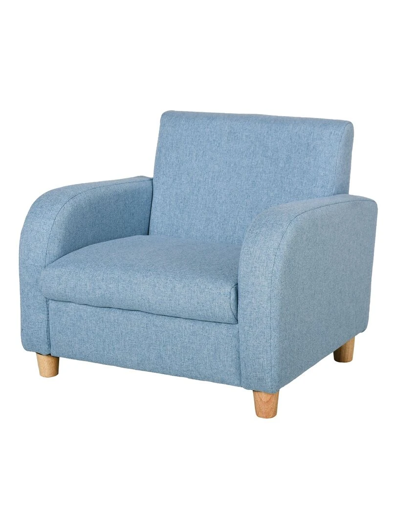 Fauteuil enfant design scandinave grand confort lin bleu Bleu