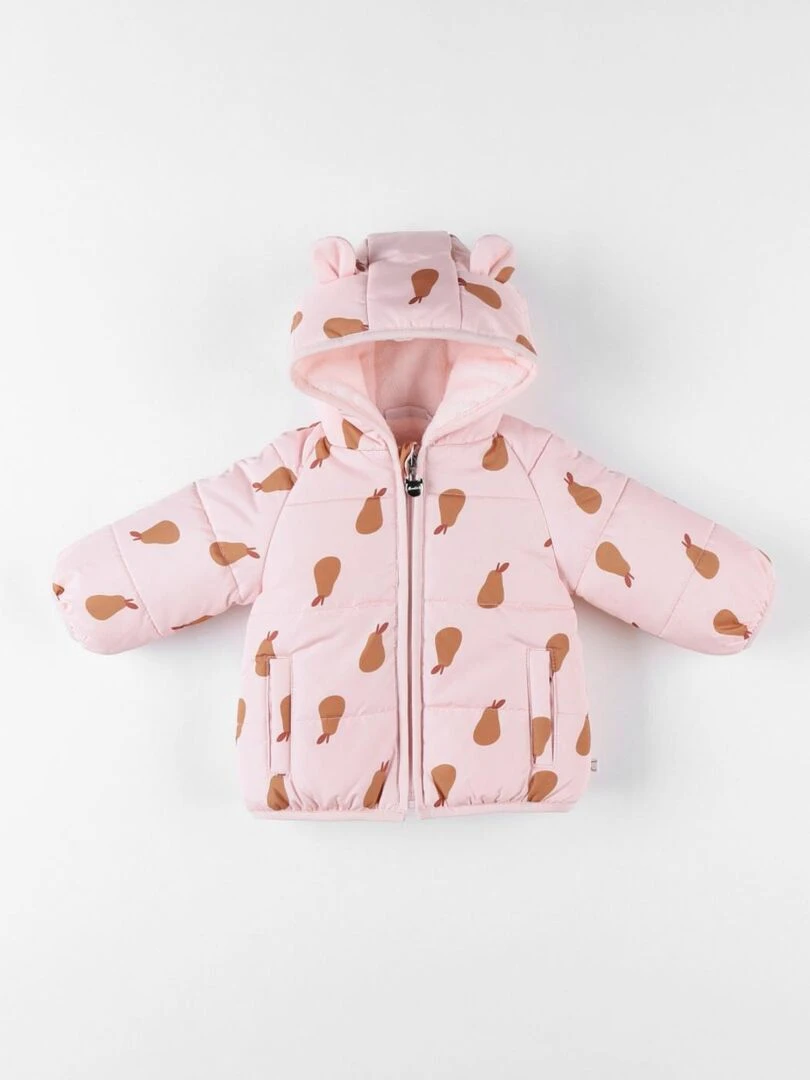 Veste déperlante poires doublée de Groloudoux rose clair/caramel Noukie's Rose