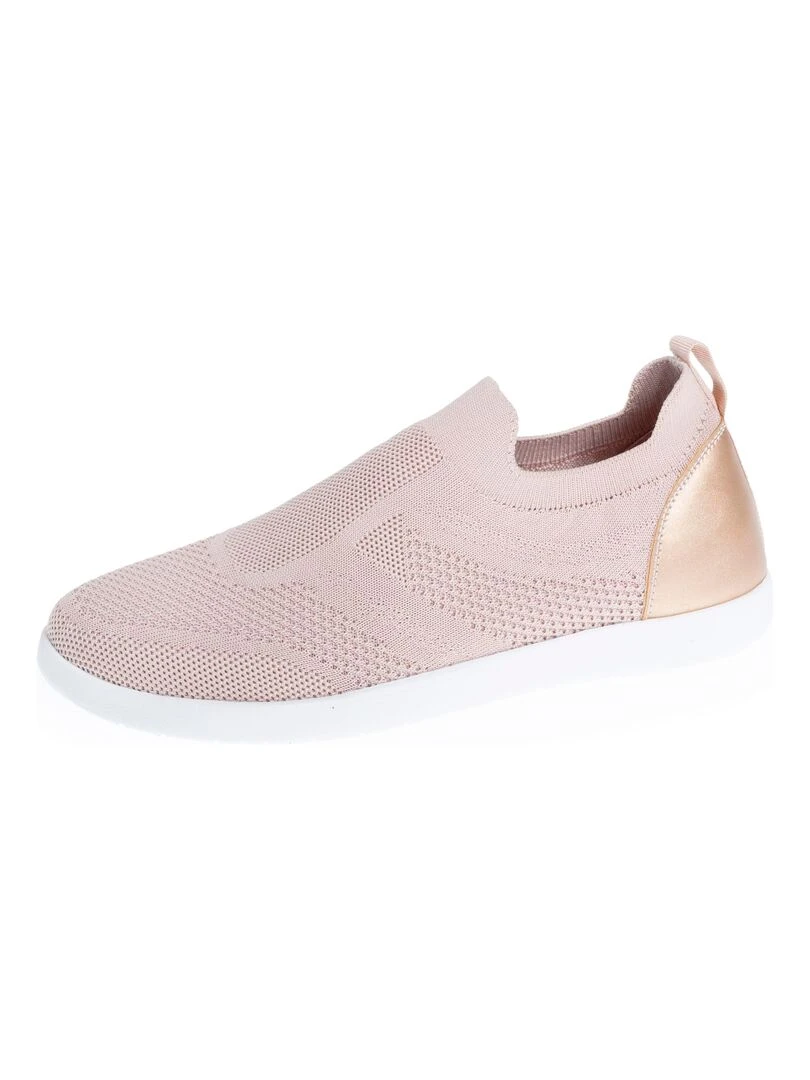 Baskets Confort Femme slip on Rose poudré Rose clair