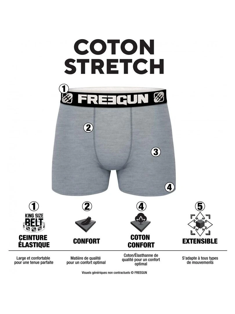 Pack Surprise de 3 Boxers coton homme Freegun   Noir
