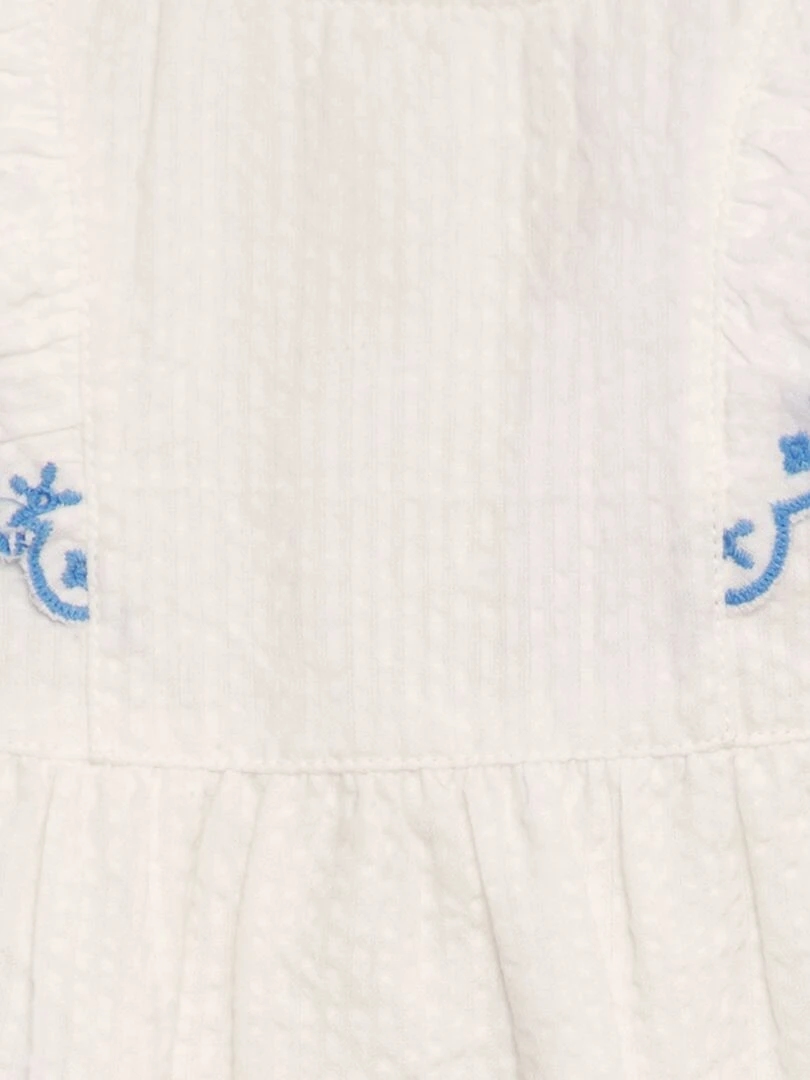 Robe en maille gaufrée brodée Blanc