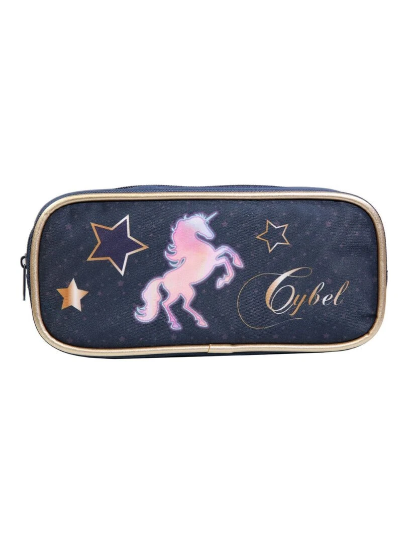 Trousse scolaire rectangulaire Cybel Cheval Licorne Bleue Bagtrotter Bleu