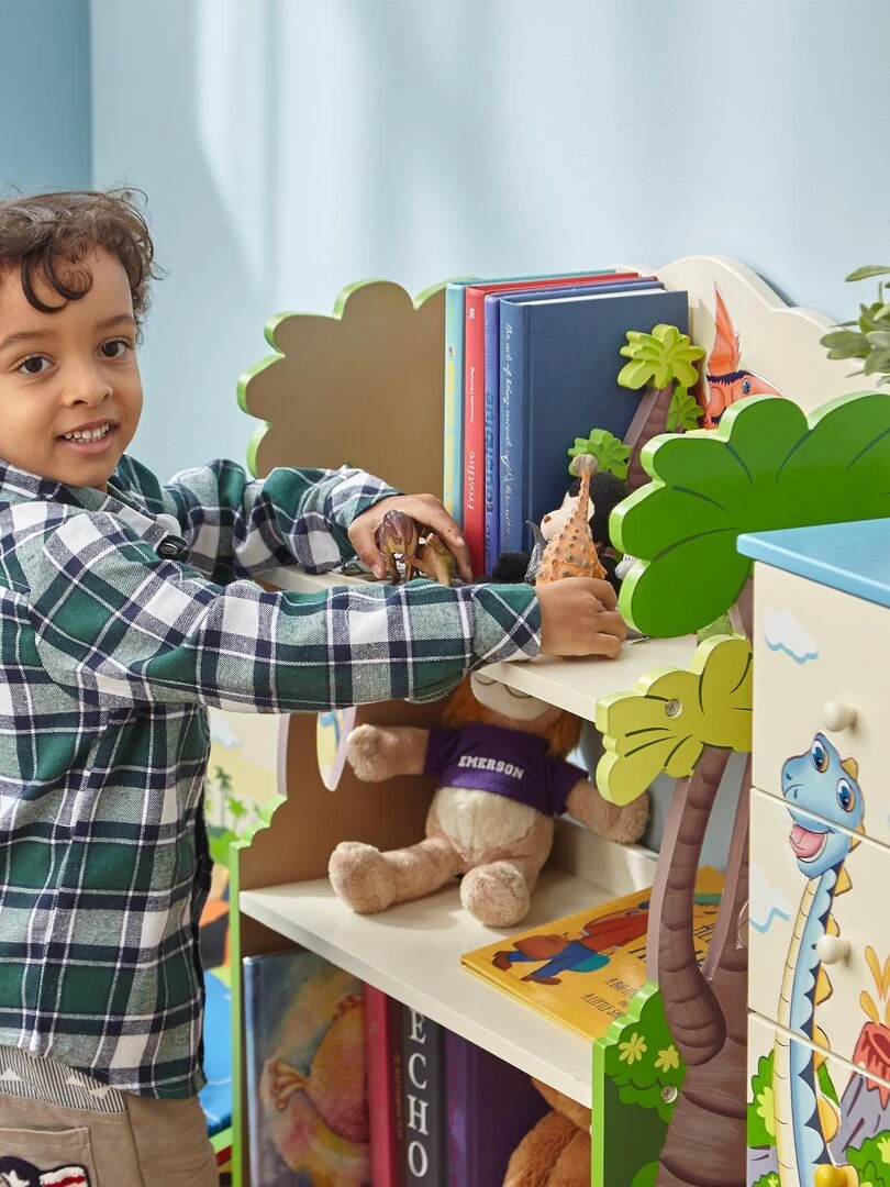 Meuble bibliothèque en bois enfant mixte rangement dinosaure livre jouet Fantasy Fields TD 0069A   Marron