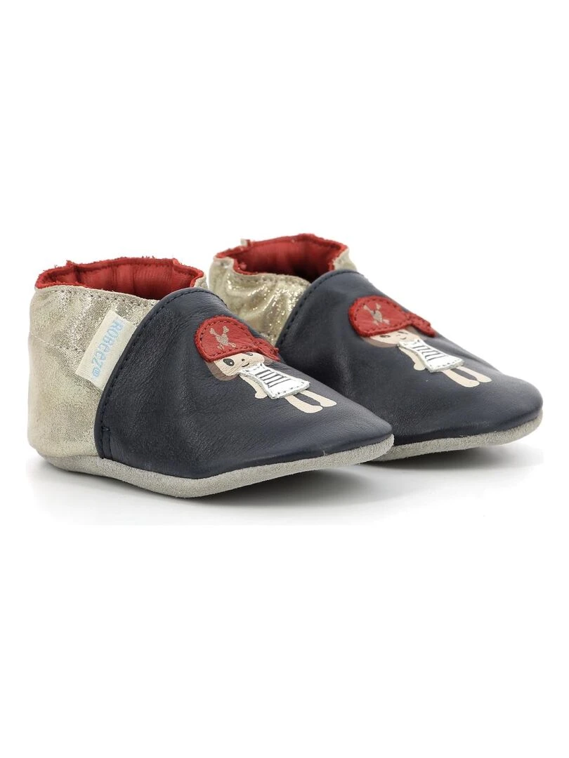 Chaussons Cuir Pirate Heart Bleu marine