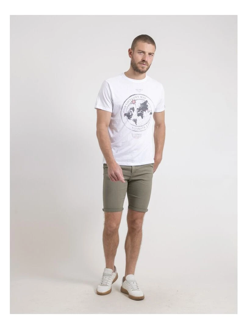 T shirt col rond pur coton NOULAME   Blanc