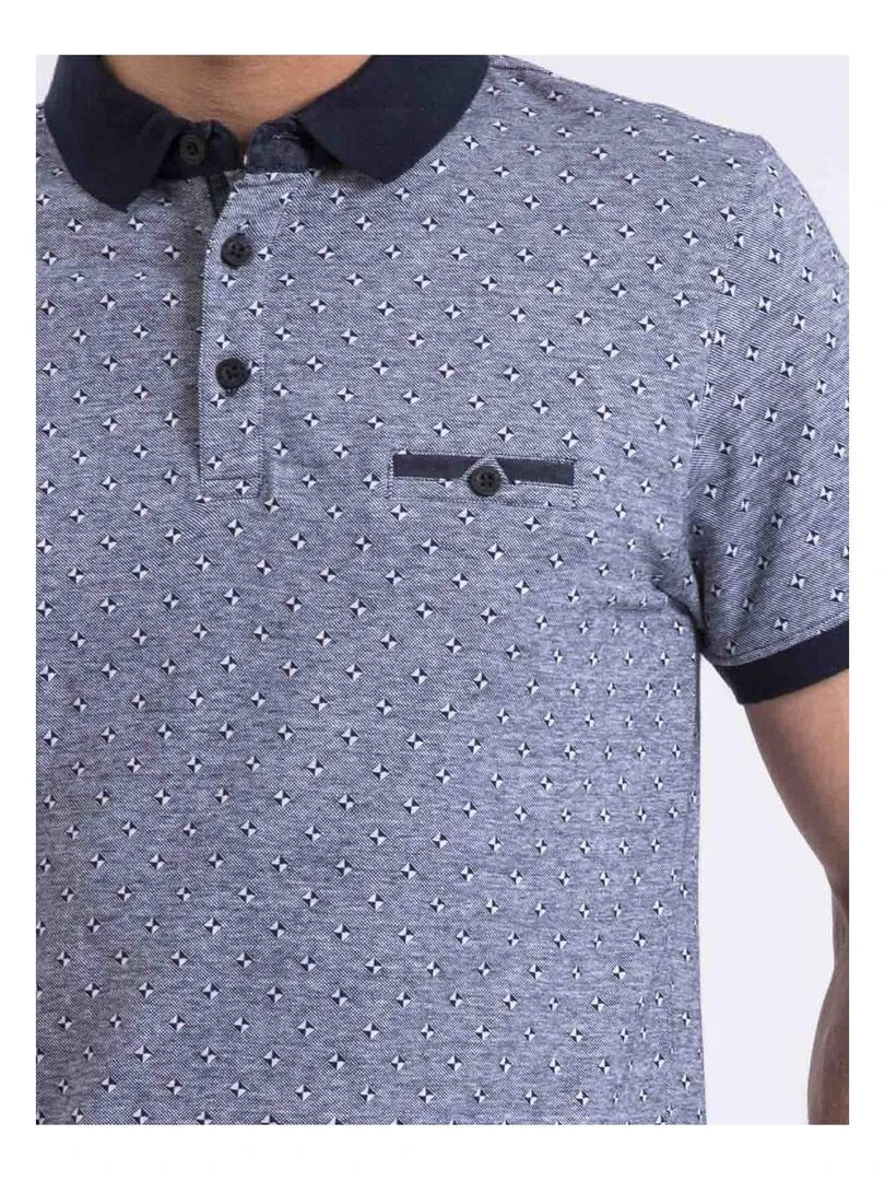 Polo manches courtes motifs PARAMADI   Bleu marine
