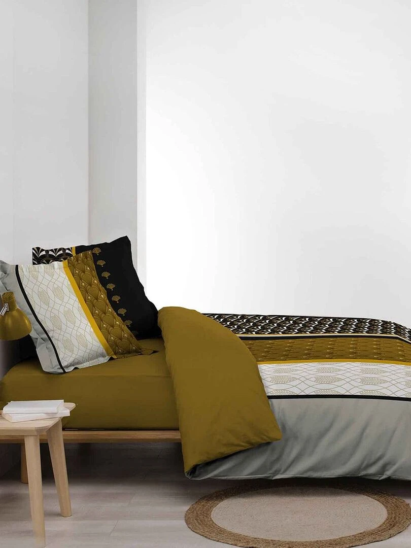 Housse de couette 260x240 + 2 taies Smarty coton percale 78 fils   Jaune